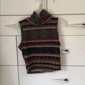 Cropped Knit Turtleneck Open Back